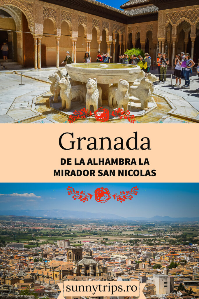 Pinterest Pin cu cele mai importante obiective turistice din Granada.